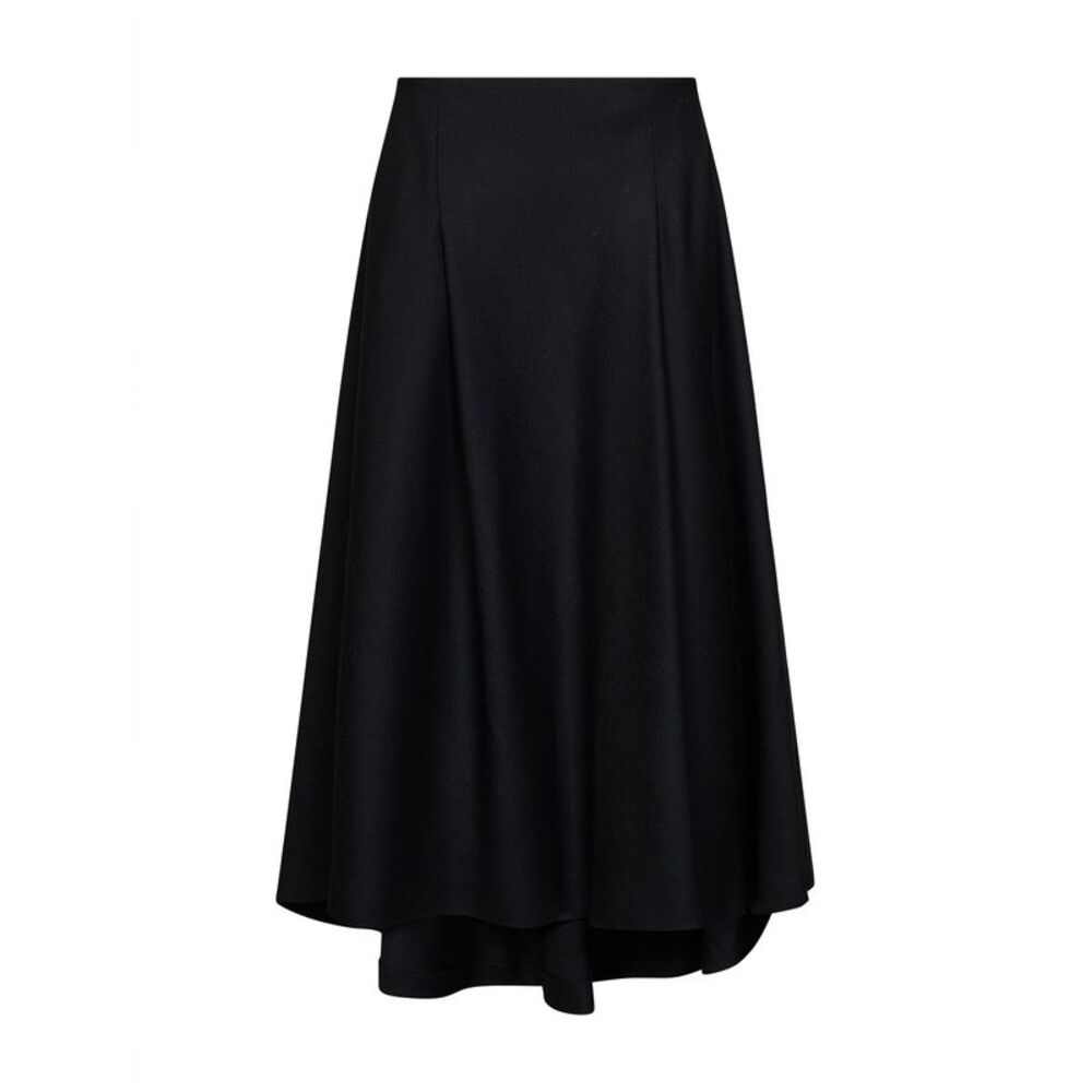 Ami Paris Women Black Wool A-Line Maxi Skirt